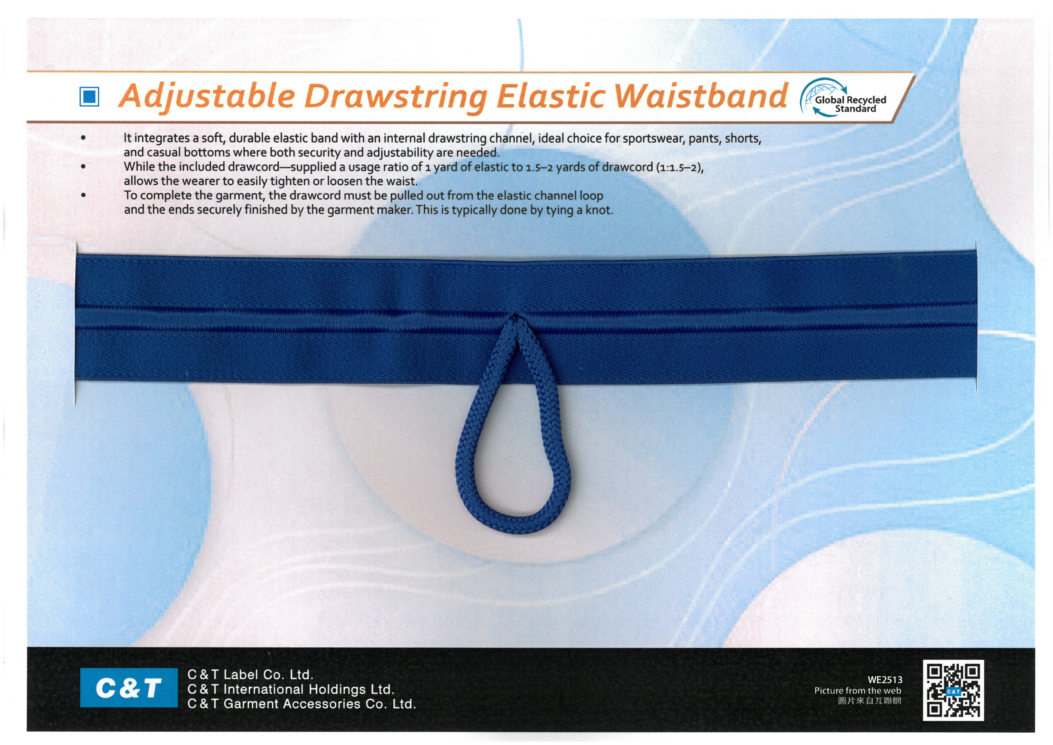WE2513 Adjustable Drawstring Elastic Waistband